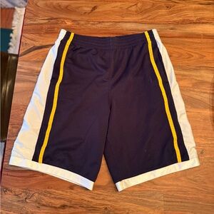 Men's Navy Yellow and White Athletic Shorts